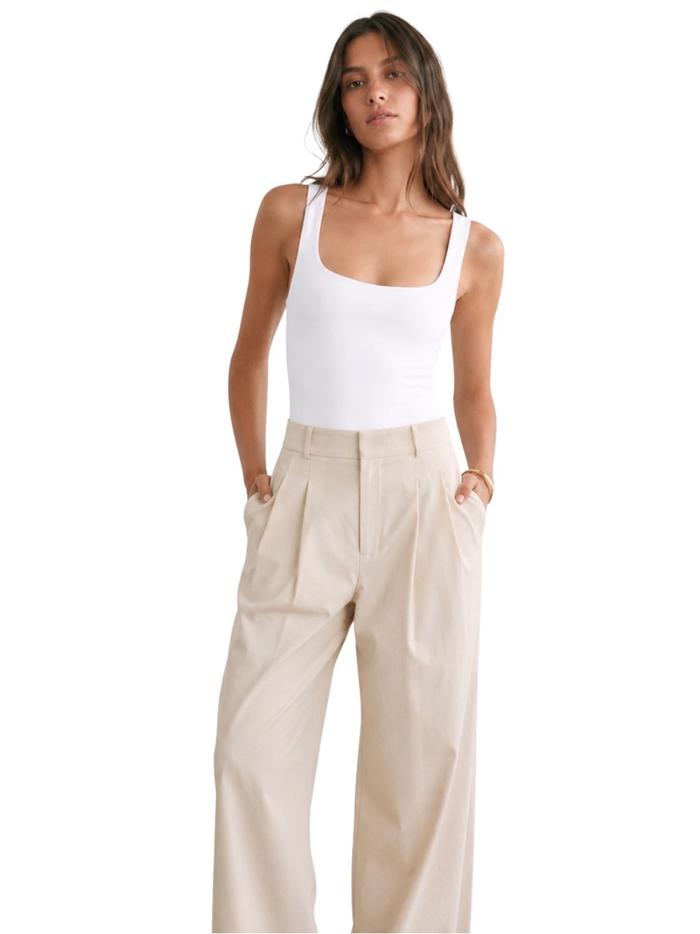 Aritzia Babaton Contour White Square Neck Bodysuit XS Capsule Wardrobe Essential
